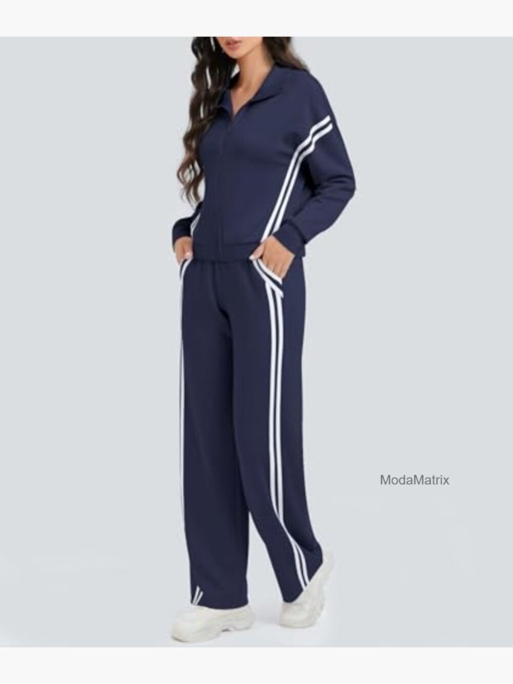 Contrast Striped Zip Up Sweat Set Track Suit Jogging Pants Lounge Outfit - Picture 2 of 7